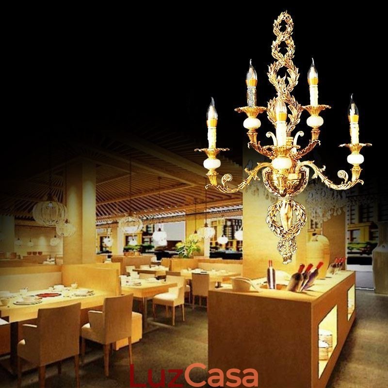 Luminária de parede europeia Luxuosa luminária de parede de pétala Jade Decoração Lâmpada Iluminação de cabeceira