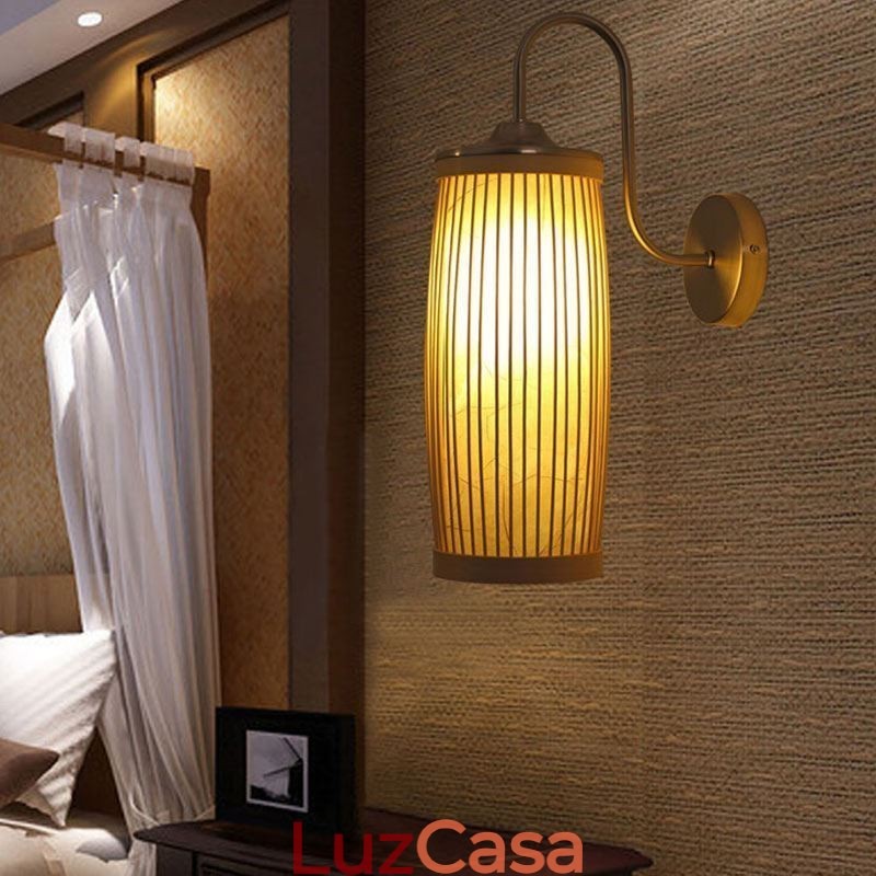 Cintura Tambor Design Luz de Parede Criativo Bambu Parede Sconce Cabeceira Escadas Iluminação Rural