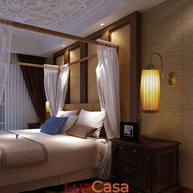 Cintura Tambor Design Luz de Parede Criativo Bambu Parede Sconce Cabeceira Escadas Iluminação Rural