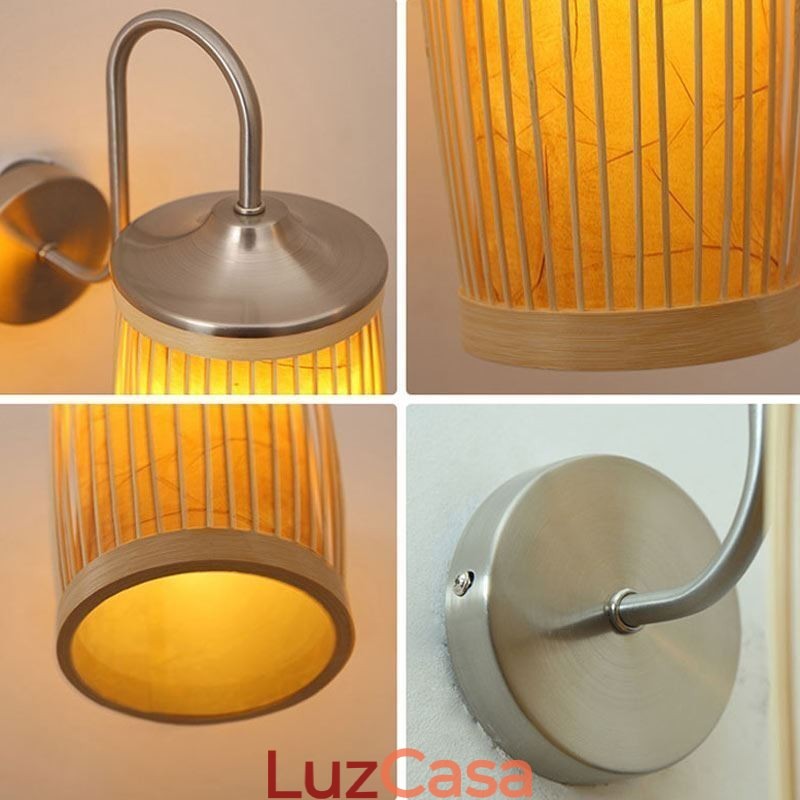 Cintura Tambor Design Luz de Parede Criativo Bambu Parede Sconce Cabeceira Escadas Iluminação Rural