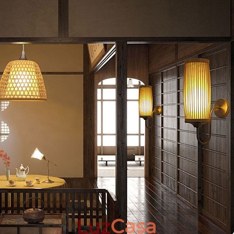 Cintura Tambor Design Luz de Parede Criativo Bambu Parede Sconce Cabeceira Escadas Iluminação Rural