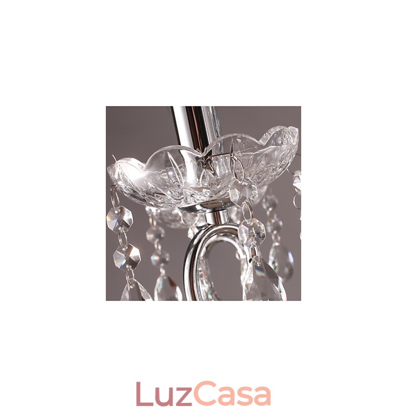 Lustre de cristal cromado clássico tradicional em metal