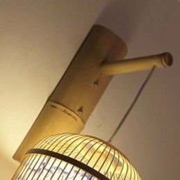 Luminária de parede com design de gaiola Luminária de parede de bambu criativa para pendurar na cabeceira Luz decorativa