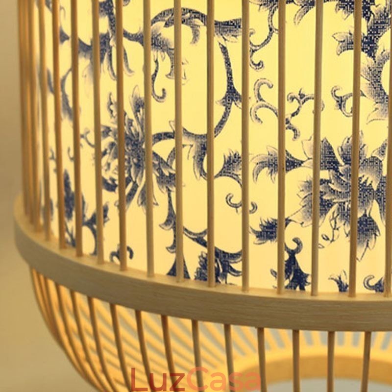 Luminária de parede com design de gaiola Luminária de parede de bambu criativa para pendurar na cabeceira Luz decorativa