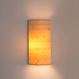 Luminária de parede de bambu japonesa, arandela de parede semicircular simples, iluminação de cabeceira