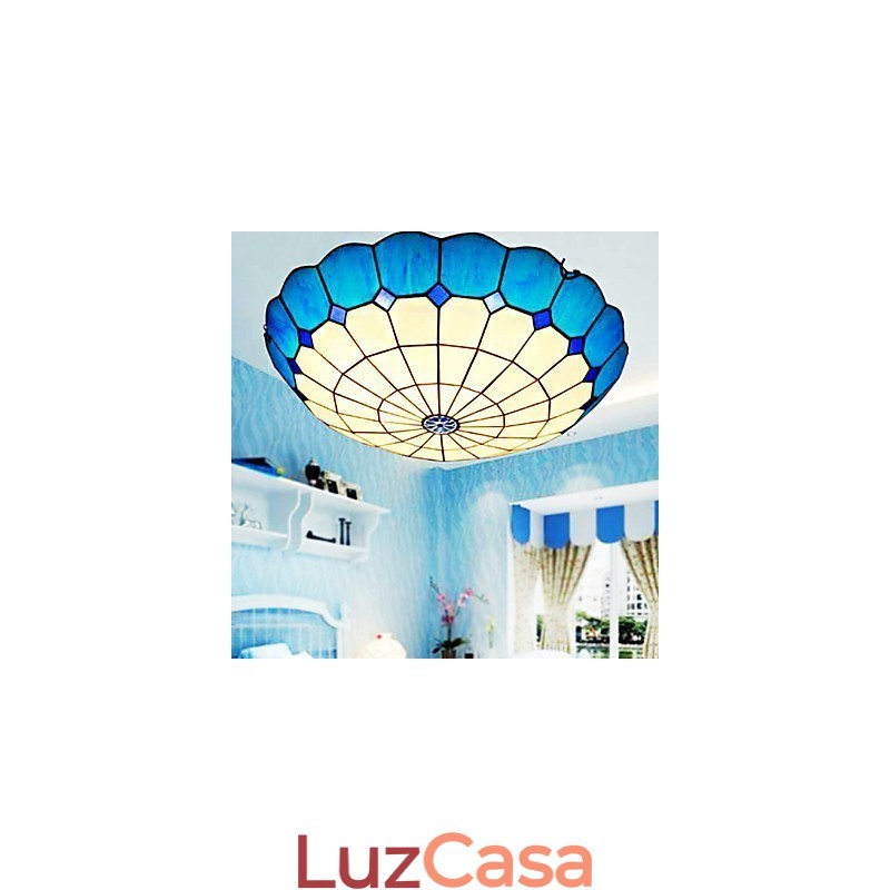 Artes criativas rurais europeias Vitral Absorver luz da lâmpada de cúpula
