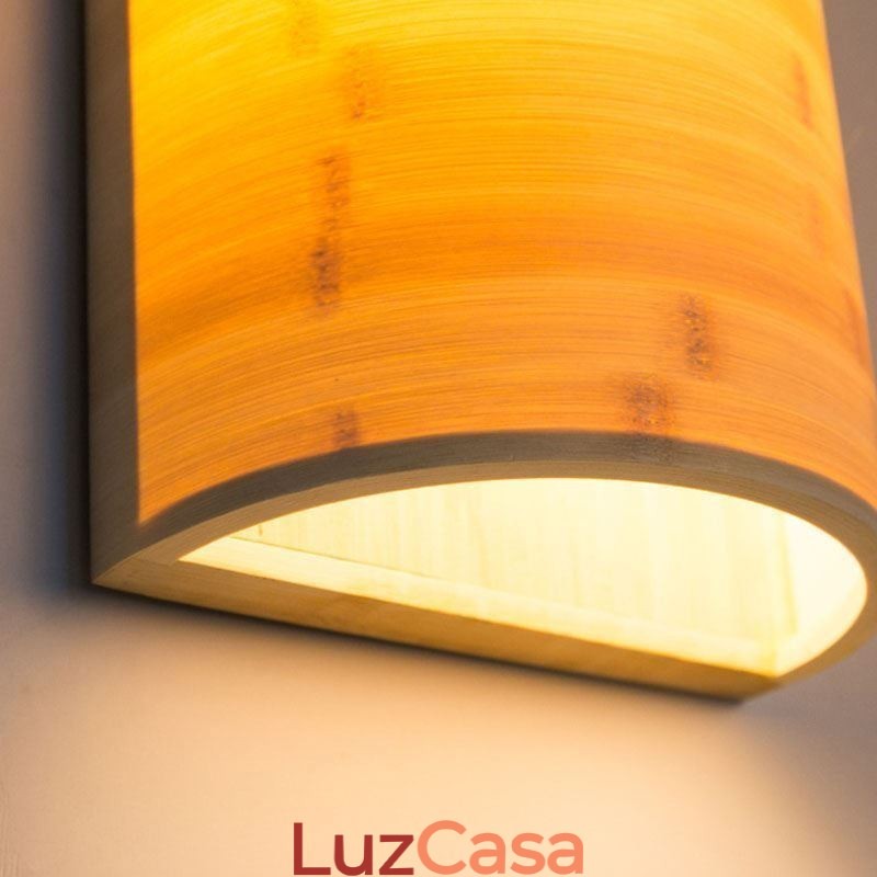 Luminária de parede de bambu japonesa, arandela de parede semicircular simples, iluminação de cabeceira