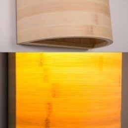 Luminária de parede de bambu japonesa, arandela de parede semicircular simples, iluminação de cabeceira