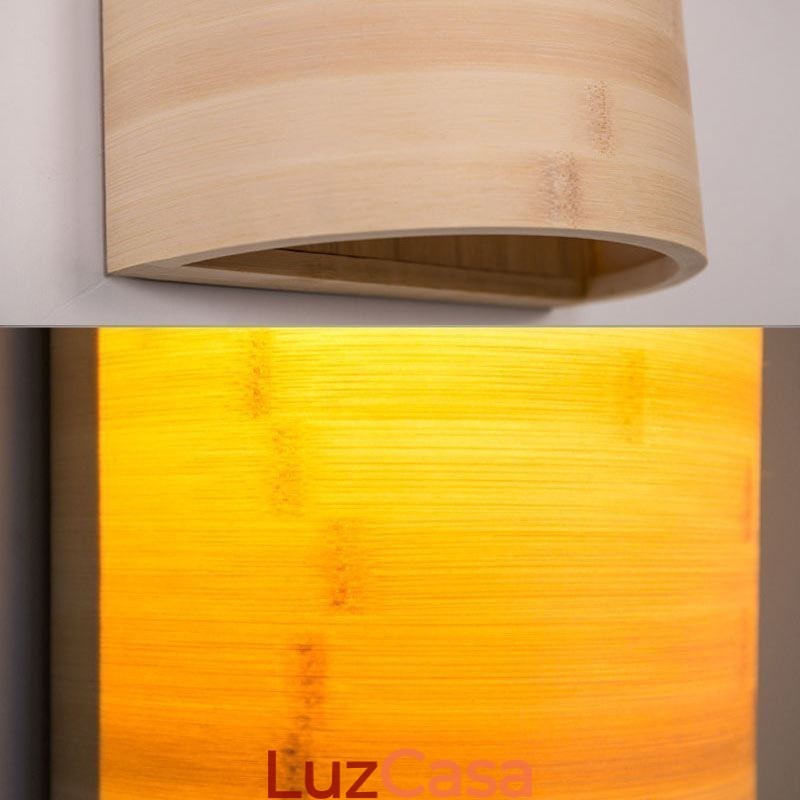 Luminária de parede de bambu japonesa, arandela de parede semicircular simples, iluminação de cabeceira