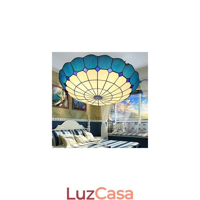 Artes criativas rurais europeias Vitral Absorver luz da lâmpada de cúpula