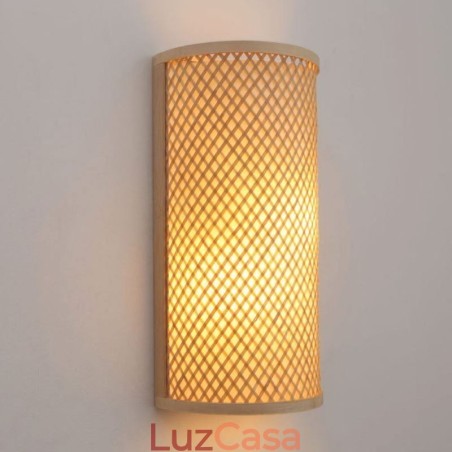 Luminária de parede de bambu semi cilíndrica Luminária de parede de cabeceira criativa Escadas Iluminação rural