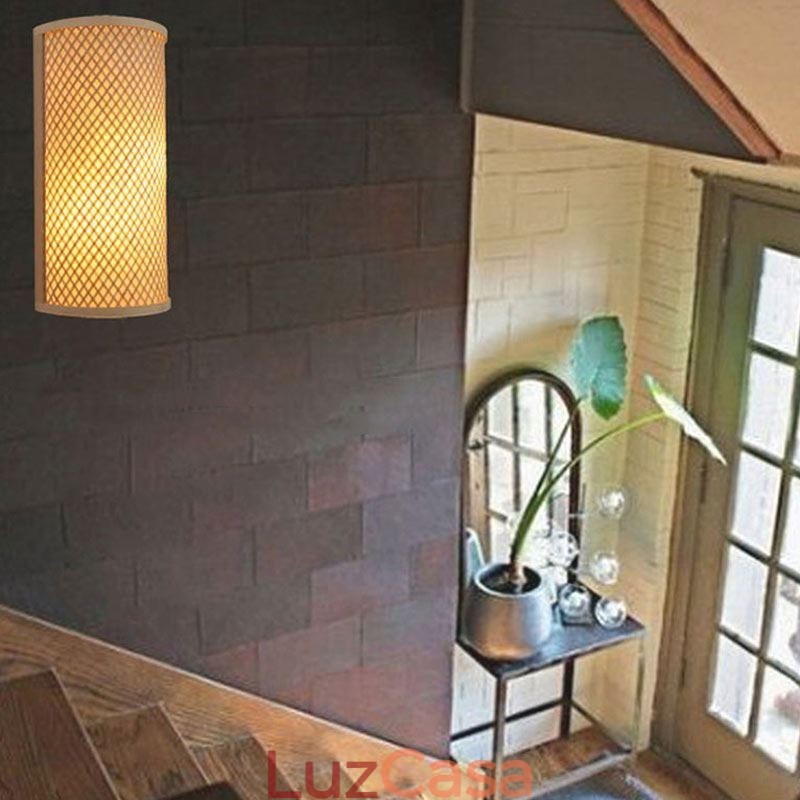 Luminária de parede de bambu semi cilíndrica Luminária de parede de cabeceira criativa Escadas Iluminação rural