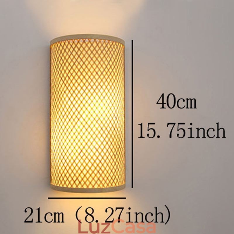 Luminária de parede de bambu semi cilíndrica Luminária de parede de cabeceira criativa Escadas Iluminação rural