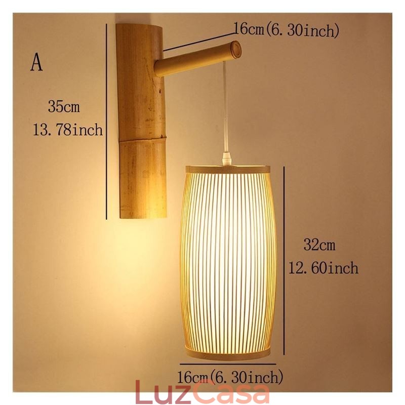 Aplique de parede de bambu trançado Iluminação de parede retrô chinesa