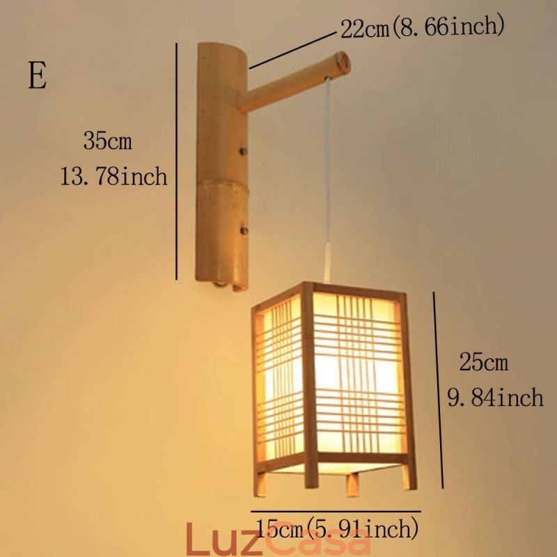 Aplique de parede de bambu trançado Iluminação de parede retrô chinesa