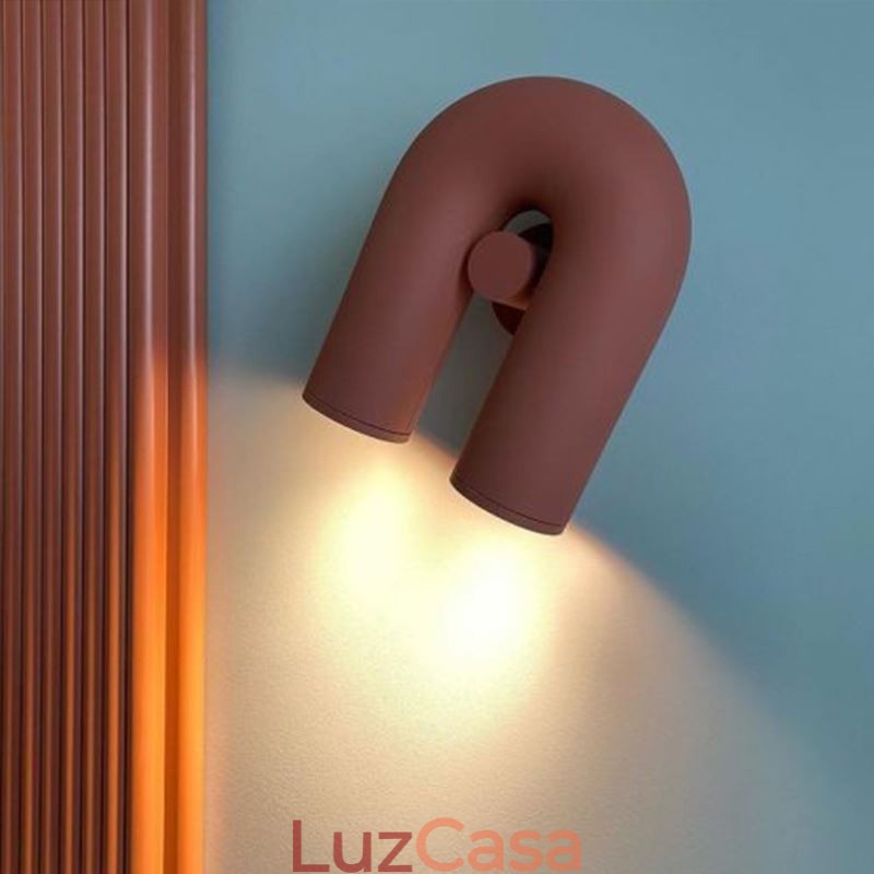 Aplique de parede minimalista em forma de U – Luminária criativa com abajur giratório de noventa graus