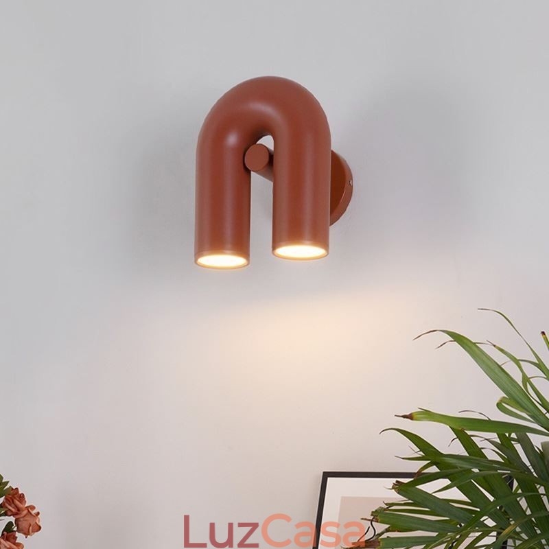 Aplique de parede minimalista em forma de U – Luminária criativa com abajur giratório de noventa graus