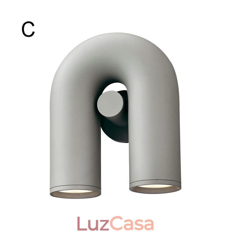 Aplique de parede minimalista em forma de U – Luminária criativa com abajur giratório de noventa graus