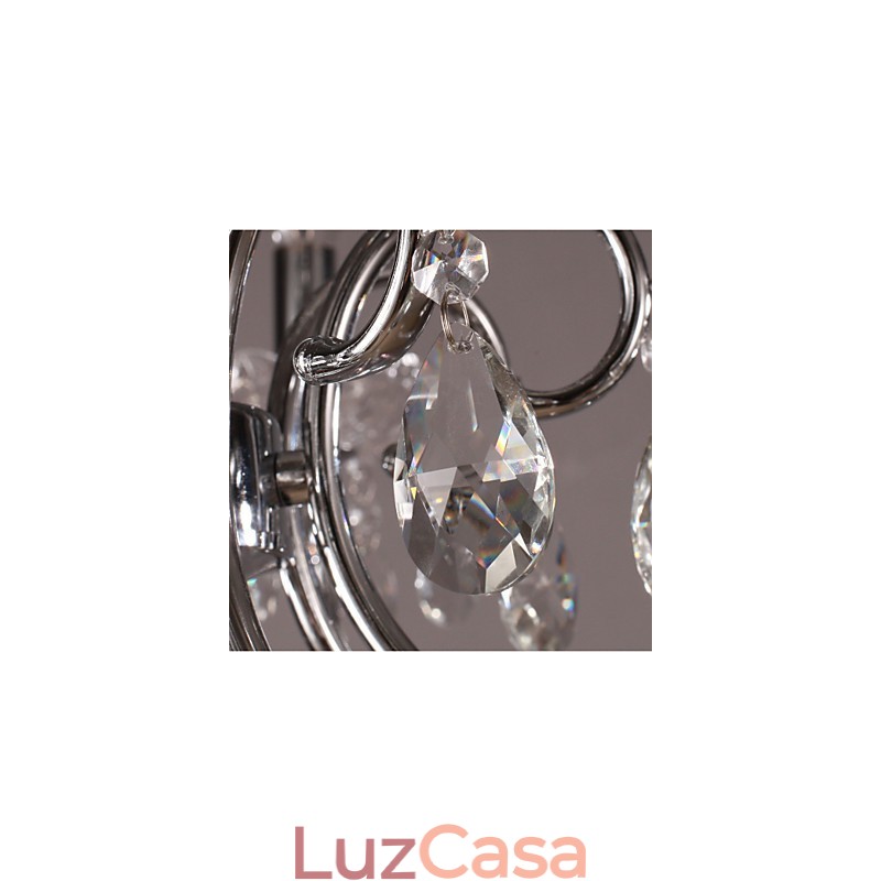 Lustre de cristal cromado clássico tradicional em metal