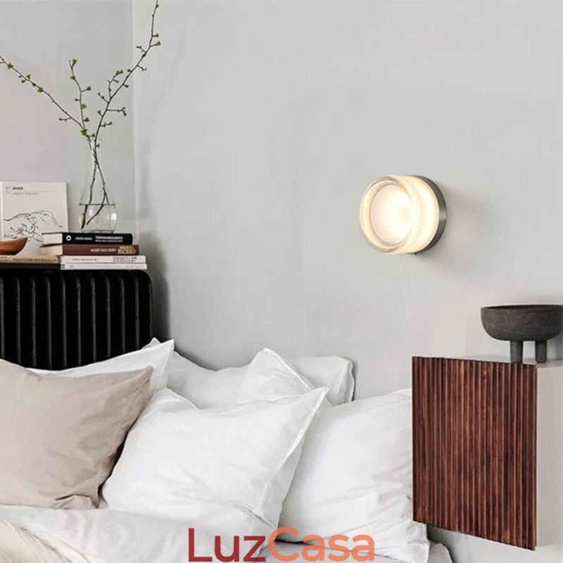Luminária de parede moderna minimalista acrílica cabeça única redonda ferro forjado arandela pequena