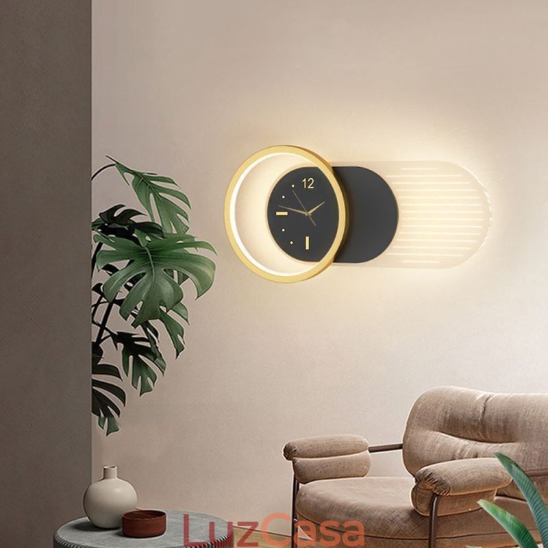 Luminária de parede Moderna Minimalista Acrílico Ferro Forjado Relógio de Parede Luminária de parede