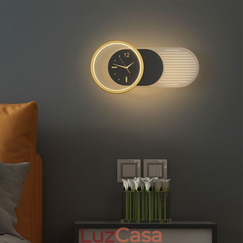 Luminária de parede Moderna Minimalista Acrílico Ferro Forjado Relógio de Parede Luminária de parede