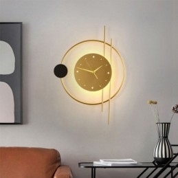 Relógio de parede Luminária de parede moderna minimalista em ferro forjado e