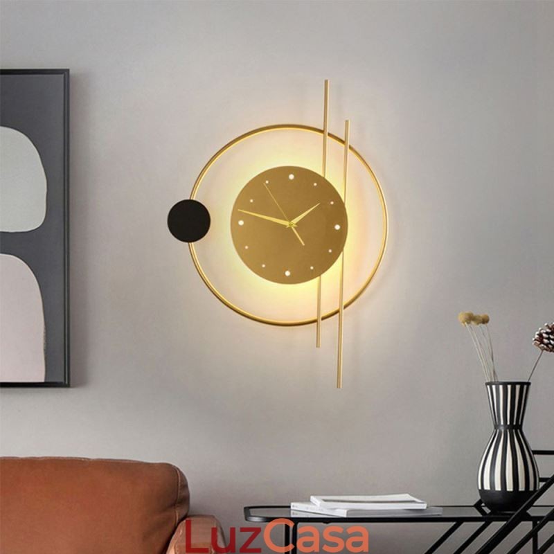 Relógio de parede Luminária de parede moderna minimalista em ferro forjado e