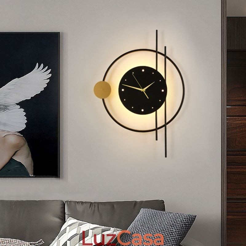 Relógio de parede Luminária de parede moderna minimalista em ferro forjado e
