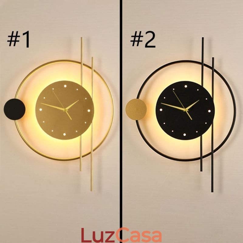 Relógio de parede Luminária de parede moderna minimalista em ferro forjado e