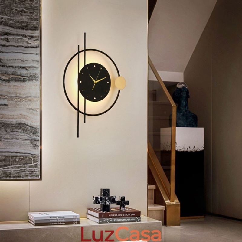 Relógio de parede Luminária de parede moderna minimalista em ferro forjado e