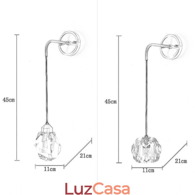 Luminária de parede moderna Luminária de parede de cristal criativa