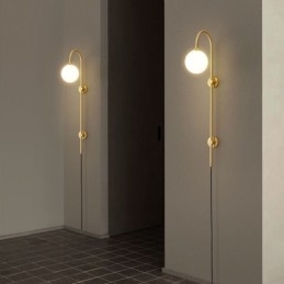 Arandela moderna, luminária de parede dourada escovada