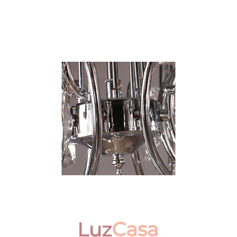 Lustre de cristal cromado clássico tradicional em metal