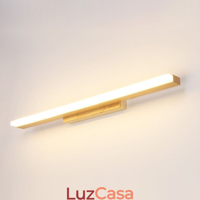 Espelho de luz de madeira maciça luz de parede moderna arandela lâmpada de parede