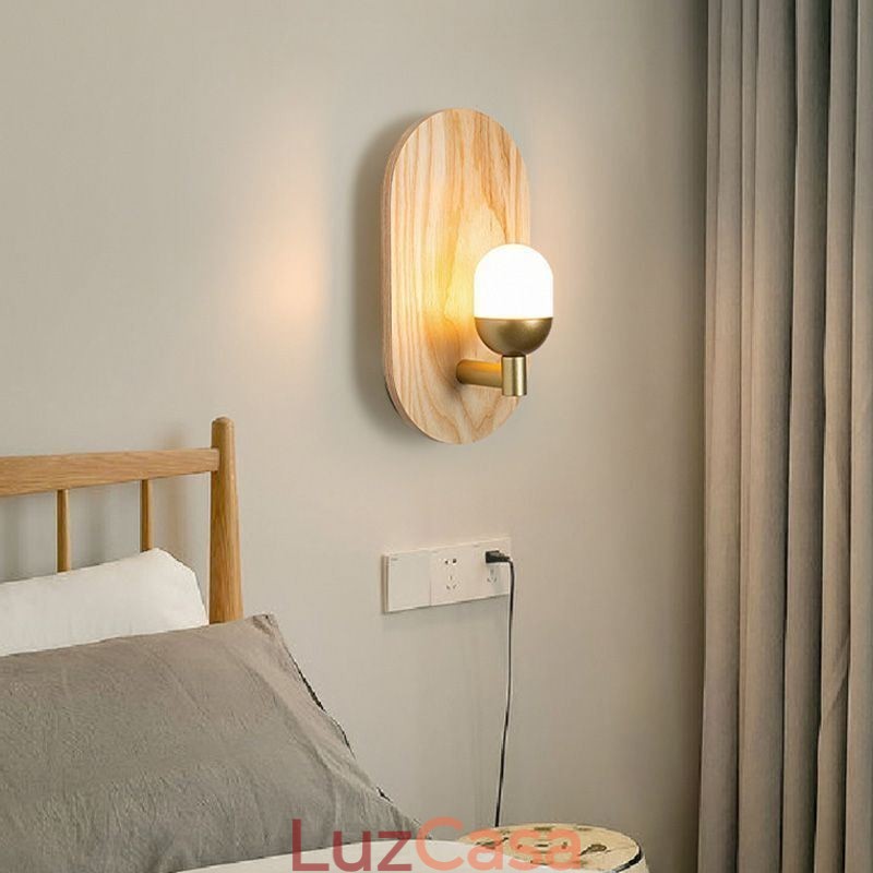 Decoração Parede Madeira Lâmpada Entrada Corredor Luzes Nordic Cabeceira Luz Parede