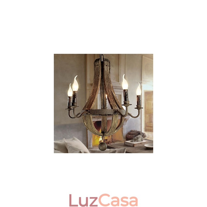 Lustre 5 luzes Vintage Retro Country Living Jantar Metal