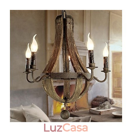 Lustre 5 luzes Vintage Retro Country Living Jantar Metal