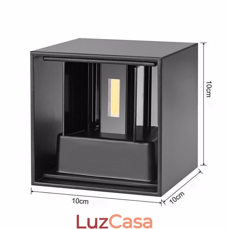 Luminária de parede de alumínio para varanda, superfície montada, cubo, luz de varanda