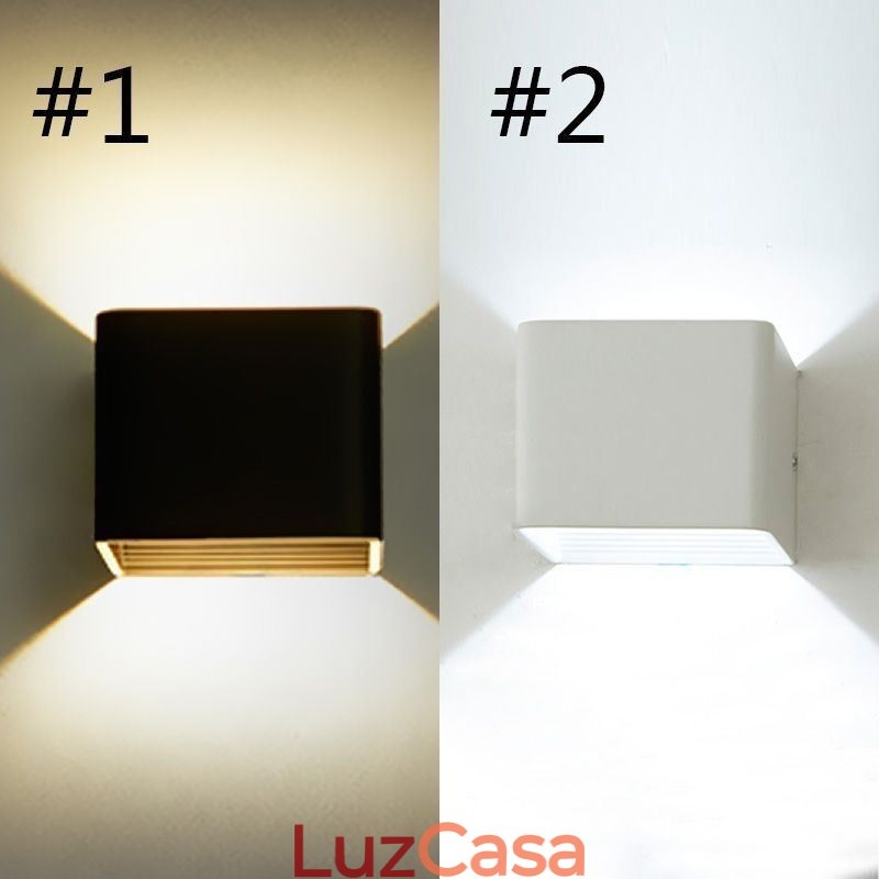Luminária de parede de alumínio para varanda, superfície montada, cubo, luz de varanda