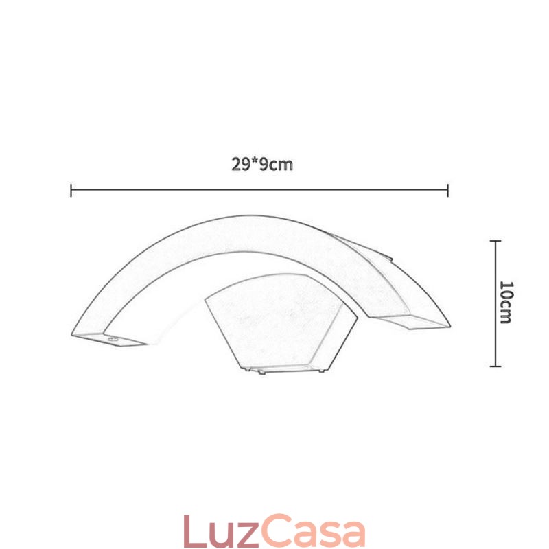 Luminária de parede minimalista de alumínio para jardim, à prova d'água, em formato de crescente