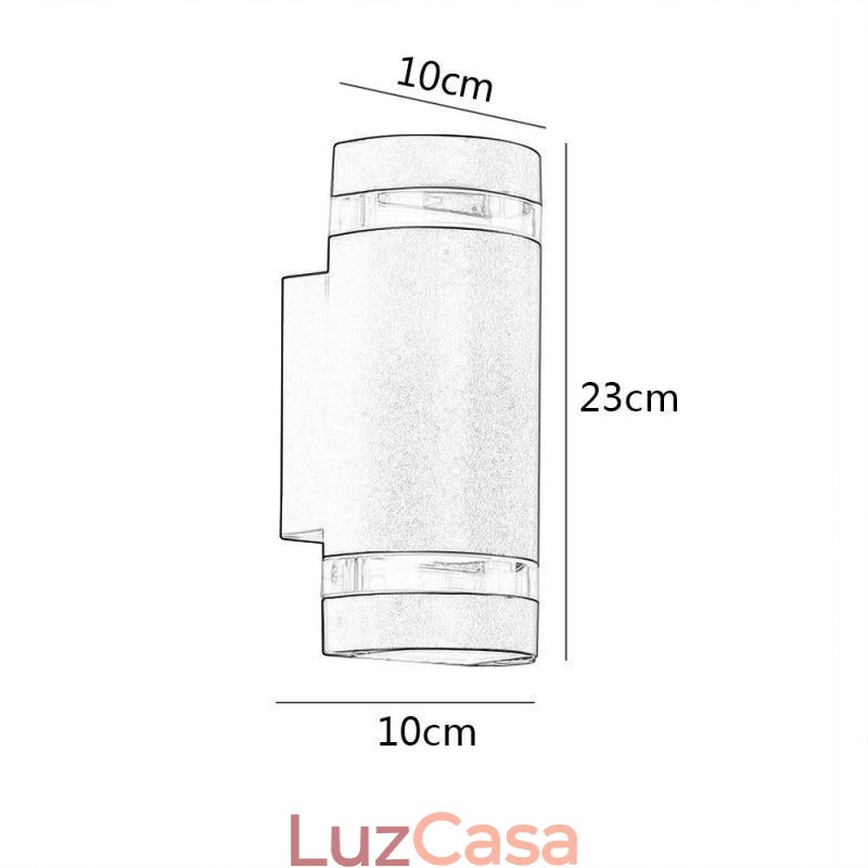 Luminária de parede à prova d'água para cima e para baixo, luminária de parede de cabeça dupla de alumínio