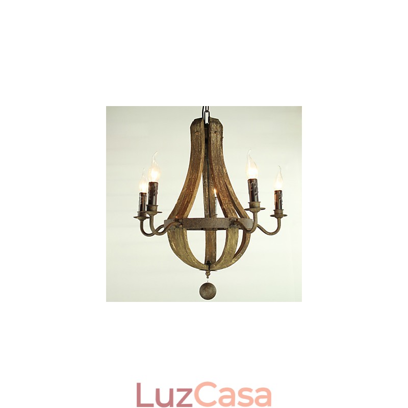 Lustre 5 luzes Vintage Retro Country Living Jantar Metal