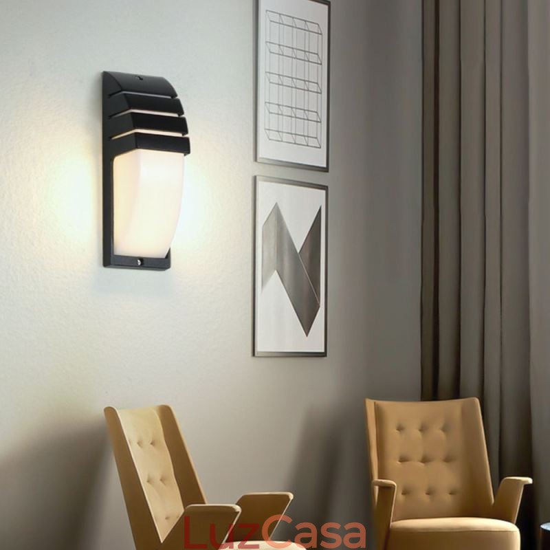 Luminária de parede impermeável para varanda externa, luminária de alumínio preta, luz para pátio e jardim