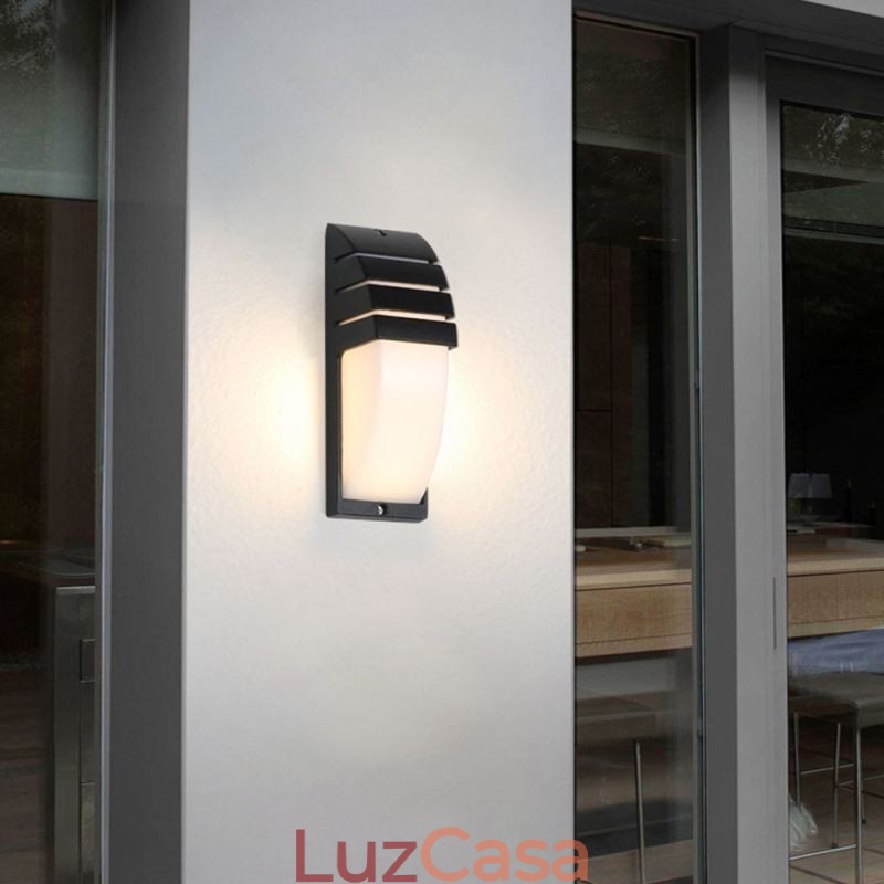 Luminária de parede impermeável para varanda externa, luminária de alumínio preta, luz para pátio e jardim