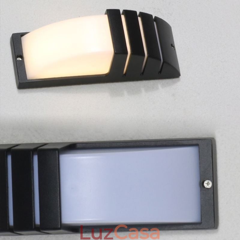 Luminária de parede impermeável para varanda externa, luminária de alumínio preta, luz para pátio e jardim