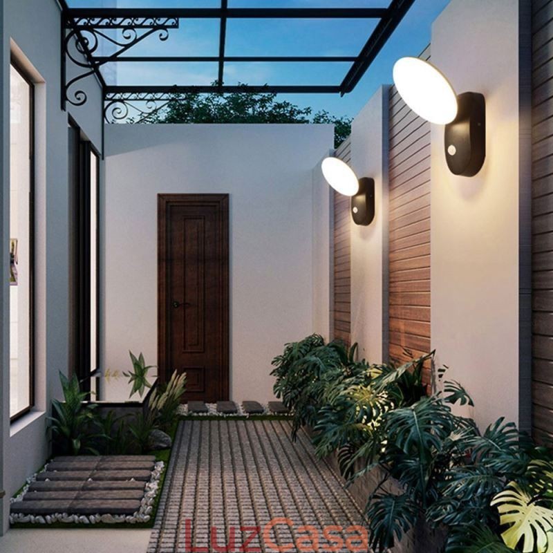 Luminária de parede moderna minimalista de alumínio para jardim, à prova d'água, em formato de crescente