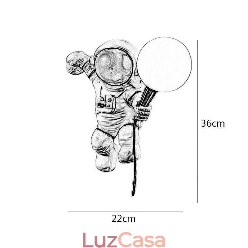 Luminária de parede moderna criativa de astronauta em resina para crianças