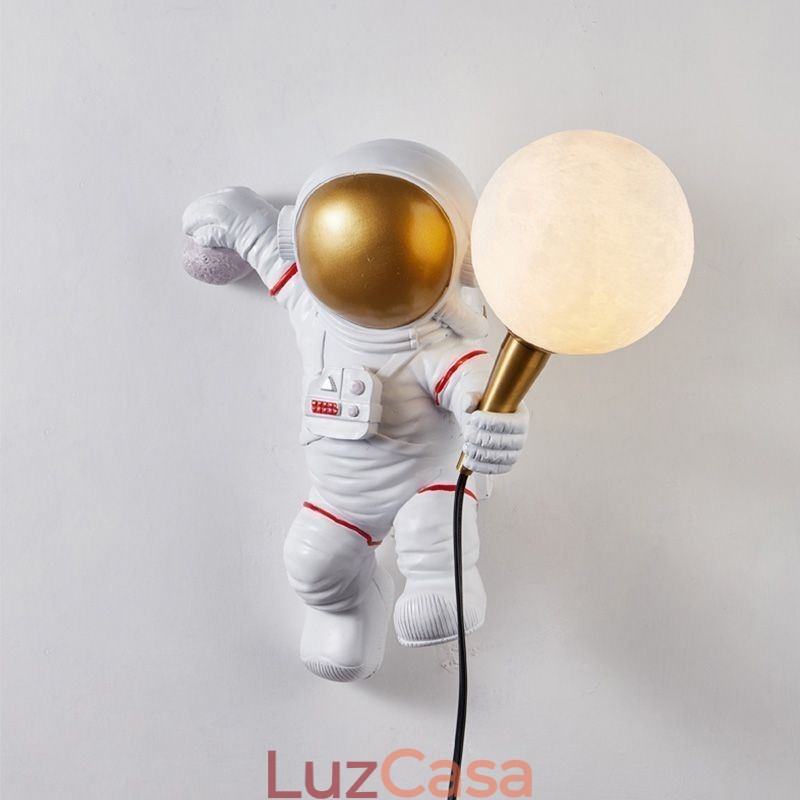 Luminária de parede moderna criativa de astronauta em resina para crianças