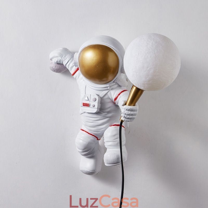 Luminária de parede moderna criativa de astronauta em resina para crianças